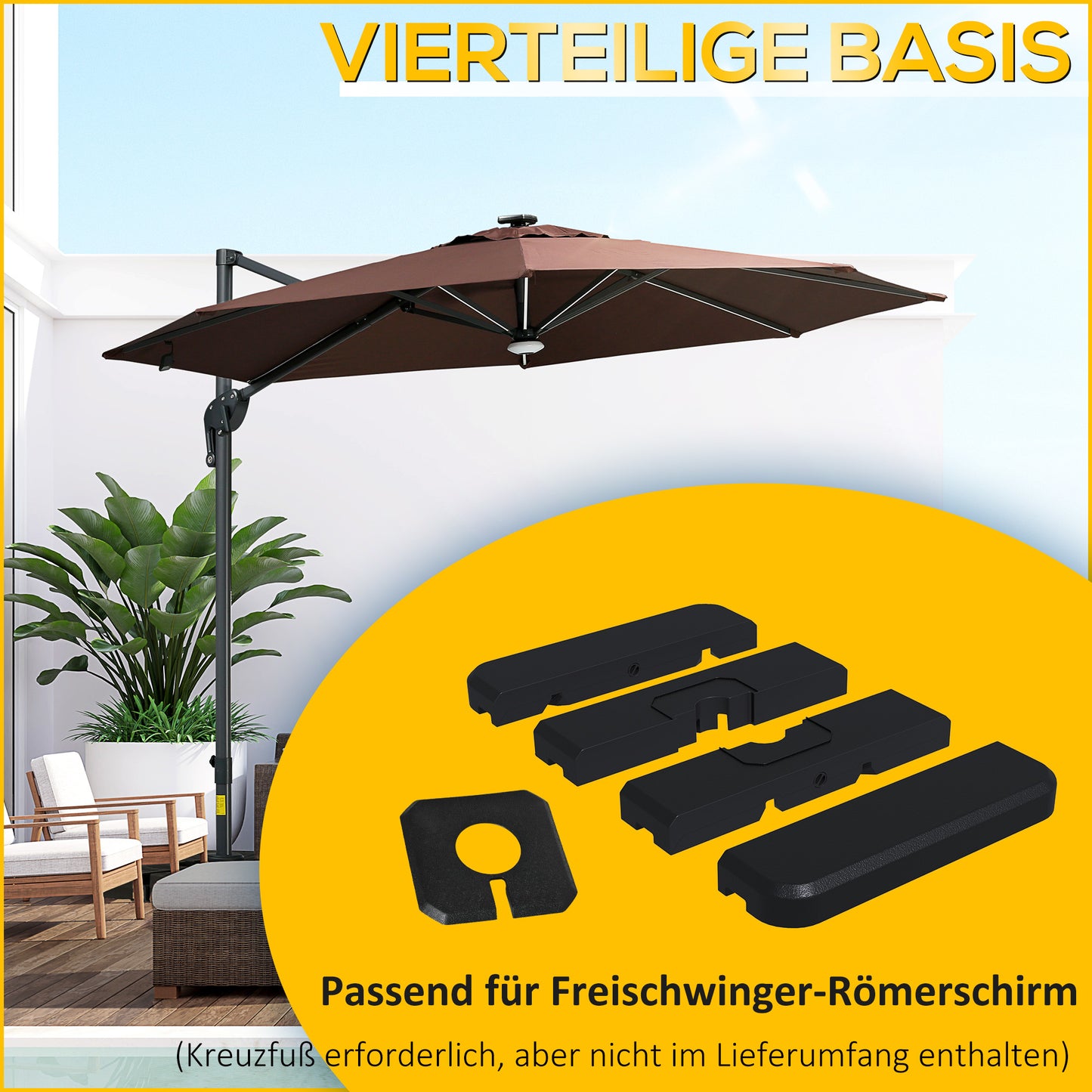 Sunny Parapluvoet 4-delig vierdelige parasolstandaard parasolvoet voor het strand vierkante standaard draagbaar transport grote paraplu roestvrije tuinparaplu patio parapluzak zandzak zandzakken