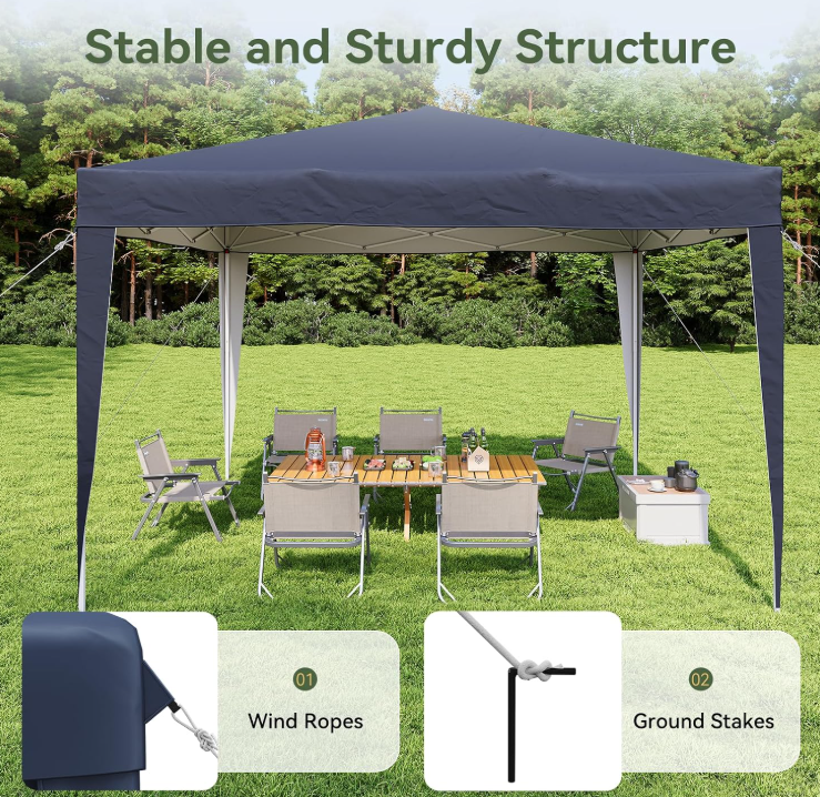 Aoxun Pop Up Gazebo Partytent - Blauw - 3 x 3 x 2,6 m - Metalen Frame, Inclusief Draagtas