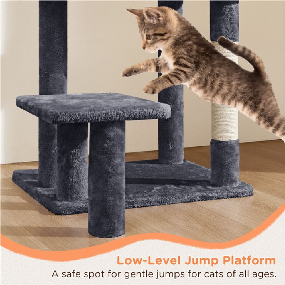 Multi Level Cat Tower 145 cm - 48,5 x 40,5 cm - Donkergrijs