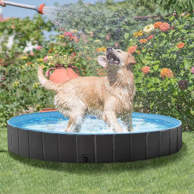 Yaheetech XXL Hondenzwembad Opvouwbaar 160 x 30 cm - Zwart - Antislip Hondenbad voor Honden en Katten