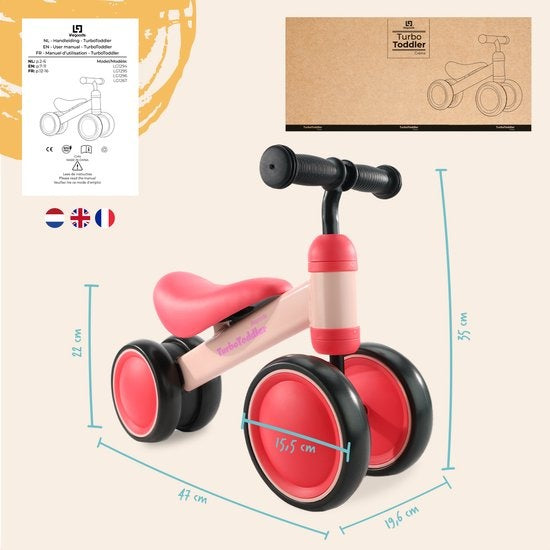 LifeGoods TurboToddler Loopfiets - Speelgoed Vanaf 1 jaar - Jongens en Meisjes - Kinderstep - Roze
