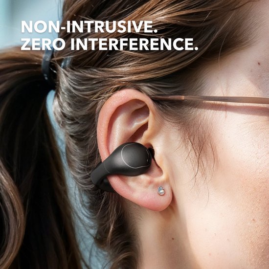 soundcore by Anker C40i Draadloze Open-Ear Oordopjes Zwart - Earbuds - clip-on, flexibel joint design, knopbediening, lichtgewicht comfort, stabiele pasvorm met bevestigbare grips, uitgebreide drivers voor een helder geluid.