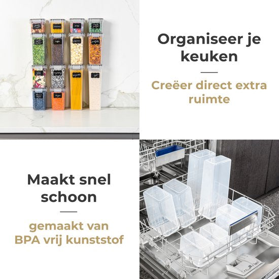 Stosh Vershoudbakjes - Voorraadpotten - Voorraadbussen - Snoeppot - 16 Stuks - BPA vrij - Kunststof