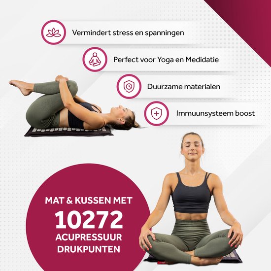 Northwall Spijkermat met Kussen & Draagtas - Acupressuur mat met Spijkerkussen - Spijkerbed - Acupunctuur - Meditatie - Shakti Massage - Zwart