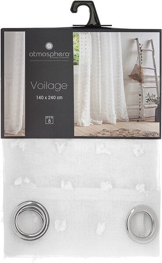 Atmosphera Lelie Voile Gordijn 140x240cm - Kant en klaar met ringen - Wit