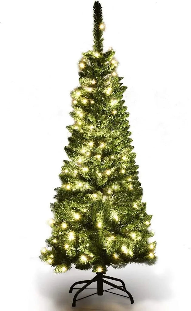 Coast Kunstkerstboom met LED Groen – 135 cm – Slim Pencil Design met 226 Takpunten en 150 Warmwitte Lampjes