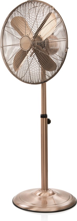 Tristar Retro Statiefventilator 40 cm – 50W – 3 Snelheden – 85° Oscillatie – Met Hoogteverstelling – Koperkleur – VE-5971
