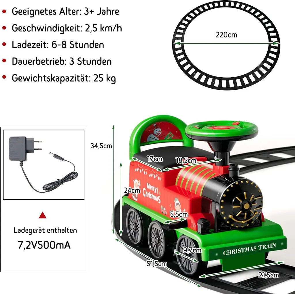 Coast 6V Electric Children's Train om rechtop te zitten met 16 stuks rails voor kinderen vanaf 3 jaar