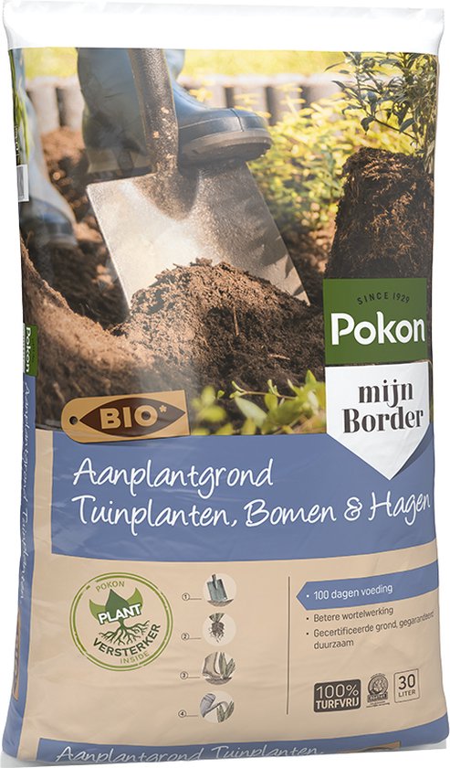 Pokon Bio Aanplantgrond voor Tuinplanten, Bomen & Hagen - 30l - 100 dagen voeding - turfvrij