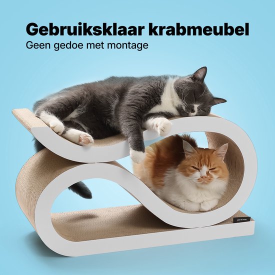 Jake and Jacky Krabkarton voor Katten 2 in 1 Model - Krabpaal Karton - Krabplank - Krabmand - Krabmeubel - Kartonnen Krabmat - Kattenmand - Kattenbed - 60x24x34cm
