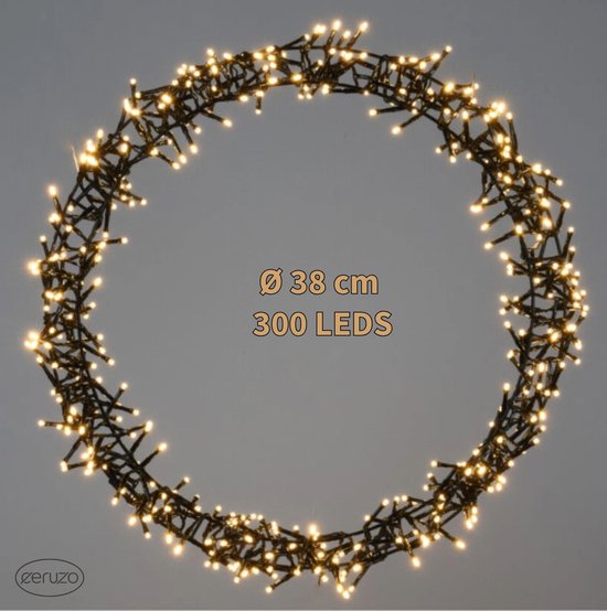 Ceruzo Kerstring met Verlichting – 300 LED – 38 cm – Warm Wit – Kerstdecoratie
