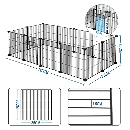 Eugad Modulaire Omheining voor Kleine Huisdieren Zwart 142 x 72 x 36 cm