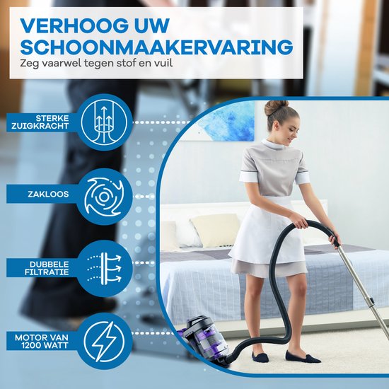 Witts Luxe Stofzuiger - Stofzuiger zonder Zak - 1200W / 30 kPa - Zwart