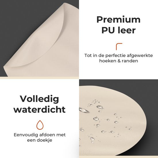 Castagnola Lederlook Placemats - Antislip Placemat van Kunstleer - Waterafstotende Onderlegger - Onderzetter - 6 Stuks - Diameter 38 cm - Offwhite