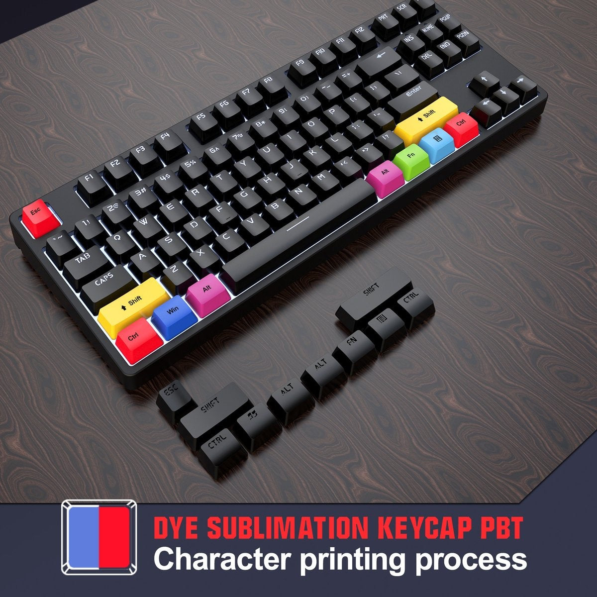 HXSJ L600 Bedraad Mechanisch Gaming Toetsenbord - QWERTY - 87 Toetsen - Rode Schakelaar - Zwart