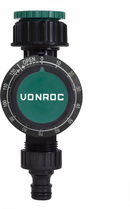 VONROC Watertimer – Mechanisch (geen batterijen nodig) – Instelbaar 0 - 120 min – Met metalen filter