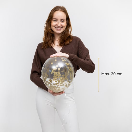 Partizzle 50x Ballonnen Wit en Goud - Helium Geschikt - Papieren Confetti - Nieuwjaar / Oud en Nieuw - Bruiloft, Huwelijk Kerst Ballonnenboog Decoratie - Latex