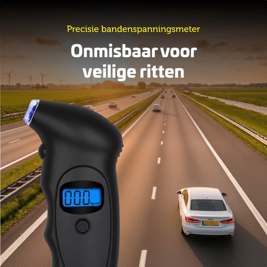 Garpex® Bandenspanningsmeter - Bandendrukmeter - Ingebouwde Zaklamp - Digitaal - Drukmeter