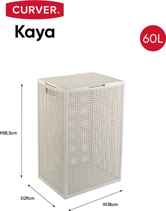 Curver Kaya Wasmand met deksel - 60L - 38x29x58,5 cm - Wit