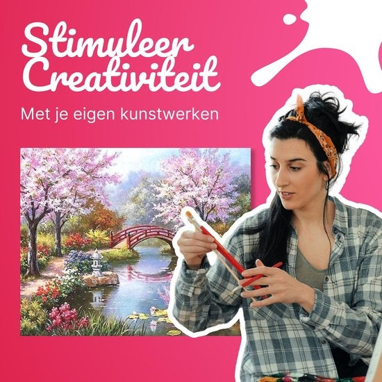Rubye® Schilderen Op Nummer Volwassenen – Japanse Tuin – Inclusief Penselen – Canvas Schildersdoek – Kleuren op Nummer – 40x50cm
