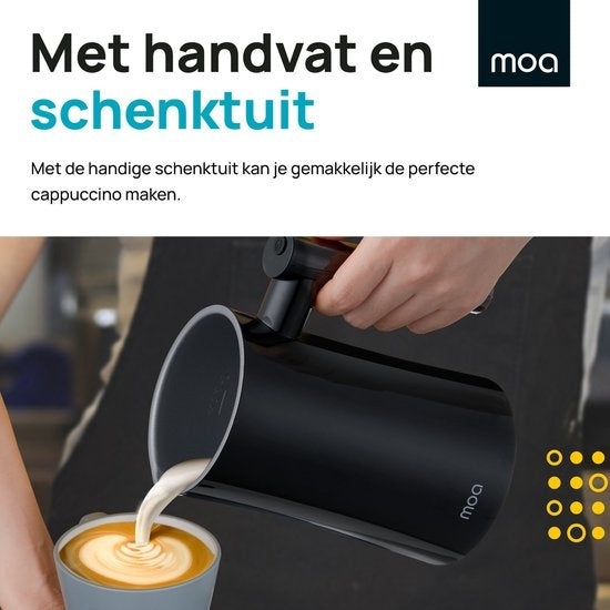 MOA Melkopschuimer Elektrisch - Voor Cappucino en Latte - 3-in-1 - Zwart - BPA-vrij - MF1B