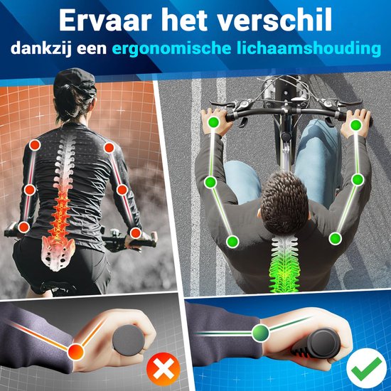 NEXTCOVER® Ergonomische Fietshandvatten met [Comfort-Grip-Technologie] I Universele Fiets & MTB Handvatten I Stuurhandvatten Fiets I Handgrepen Fiets I Ergonomisch Design voor Drukontlasting & Grip I Geschikt voor E-bike, Stadsfiets & MTB I 1 Paar