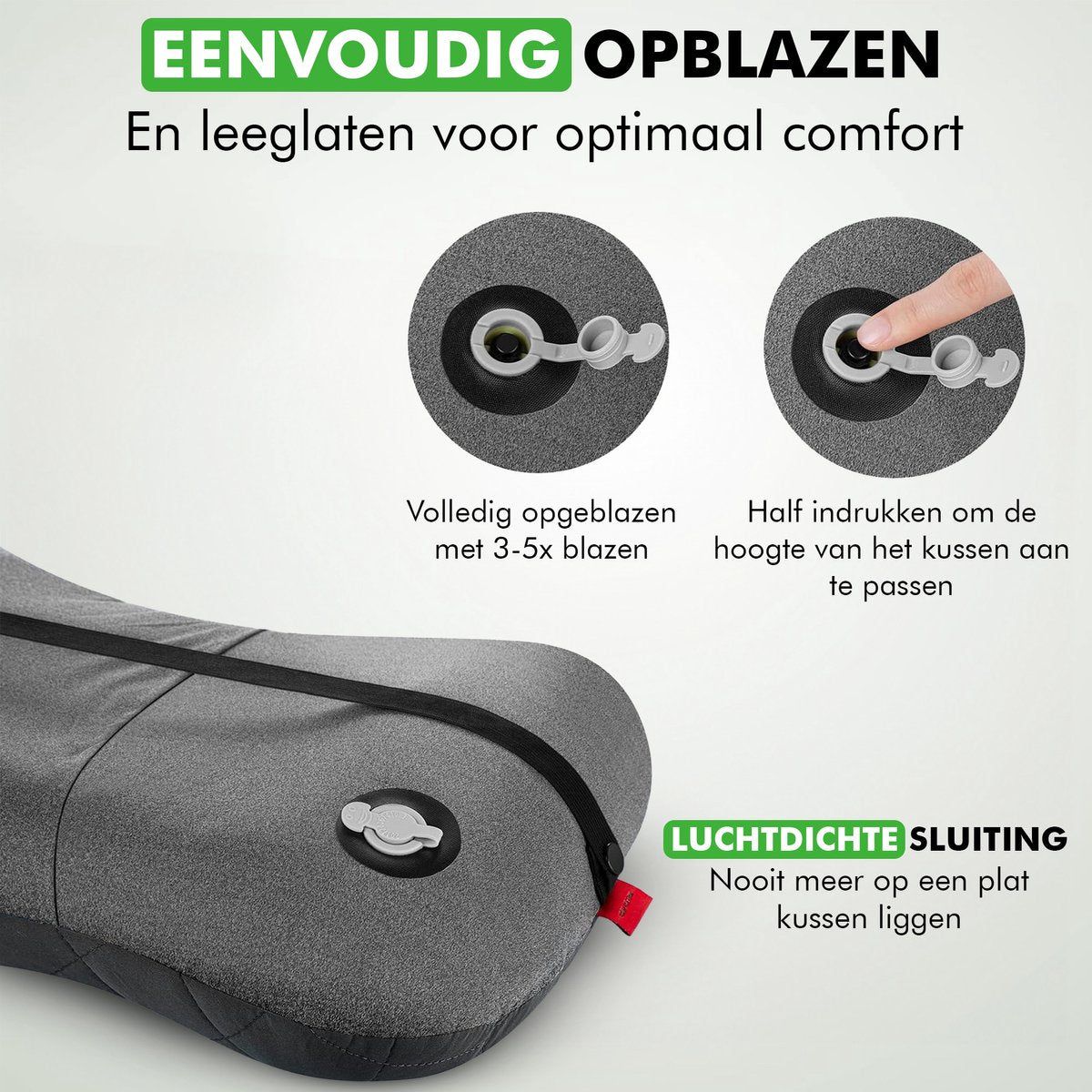Travelhawk Reiskussen - Opblaasbaar - Lichtgewicht - Zwart