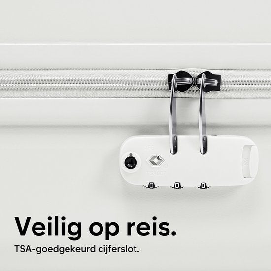 SC Handbagage Koffer 35L - Lichtgewicht Trolley - Spinnerwielen - TSA-slot en Laptopvak - Reiskoffer met Handig Voorvak - 55 cm - Off-white