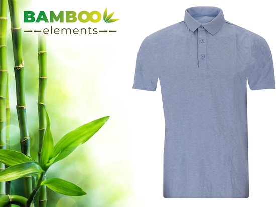 Bamboo Elements - Polo Shirt Heren - Licht Blauw M - Polo Heren - Korte Mouw - Pique Stof - T Shirt Heren - Bamboe