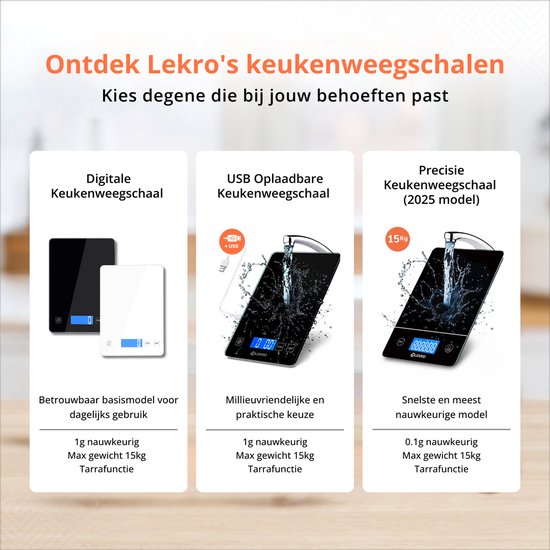 Digitale Precisie Keukenweegschaal – Weegschaal Keuken - 1gr-15kg – Tarra Functie - Zwart