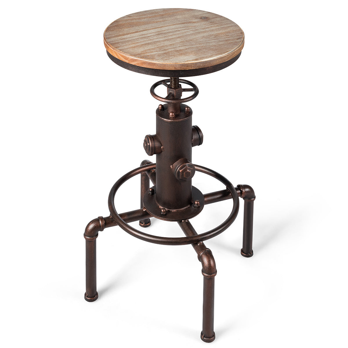 Coast Barkruk In Hoogte Verstelbare Bistro Kruk - 44 x 44 x 59,5 - 75 cm - Natuur + Brons