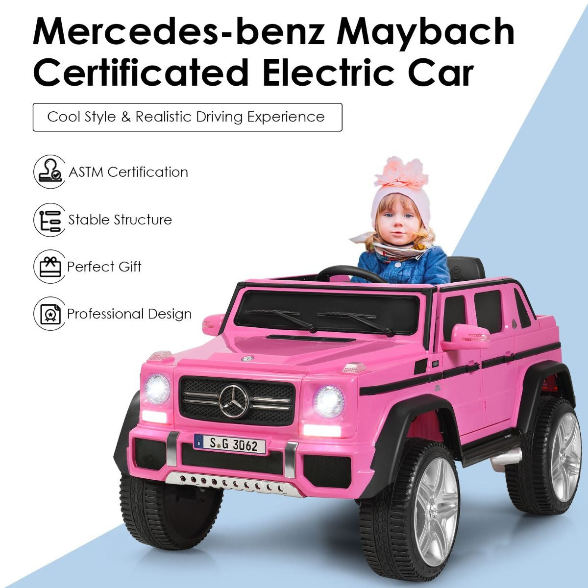 Coast Elektrische kinderauto - Mercedes Benz - tot 8 jaar - Max. 30 kg - Roze