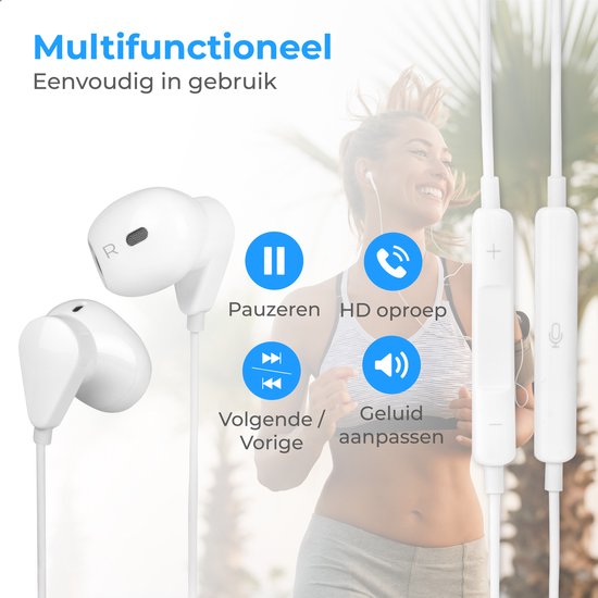 Nuvance - In-Ear Oordopjes met Draad - USB-C - Wit Kunststof - Met Microfoon & In-Line Bediening - Helder Geluid & Comfortabele Pasvorm - Voor Moderne Smartphones