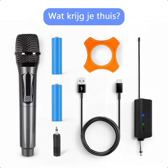Tech Essentials Draadloze Microfoon - USB-C Oplaadbaar - Extra bereik - Karaoke - ASMR - Studio - Geschikt Voor Partybox - 3.5-6.3mm Jack