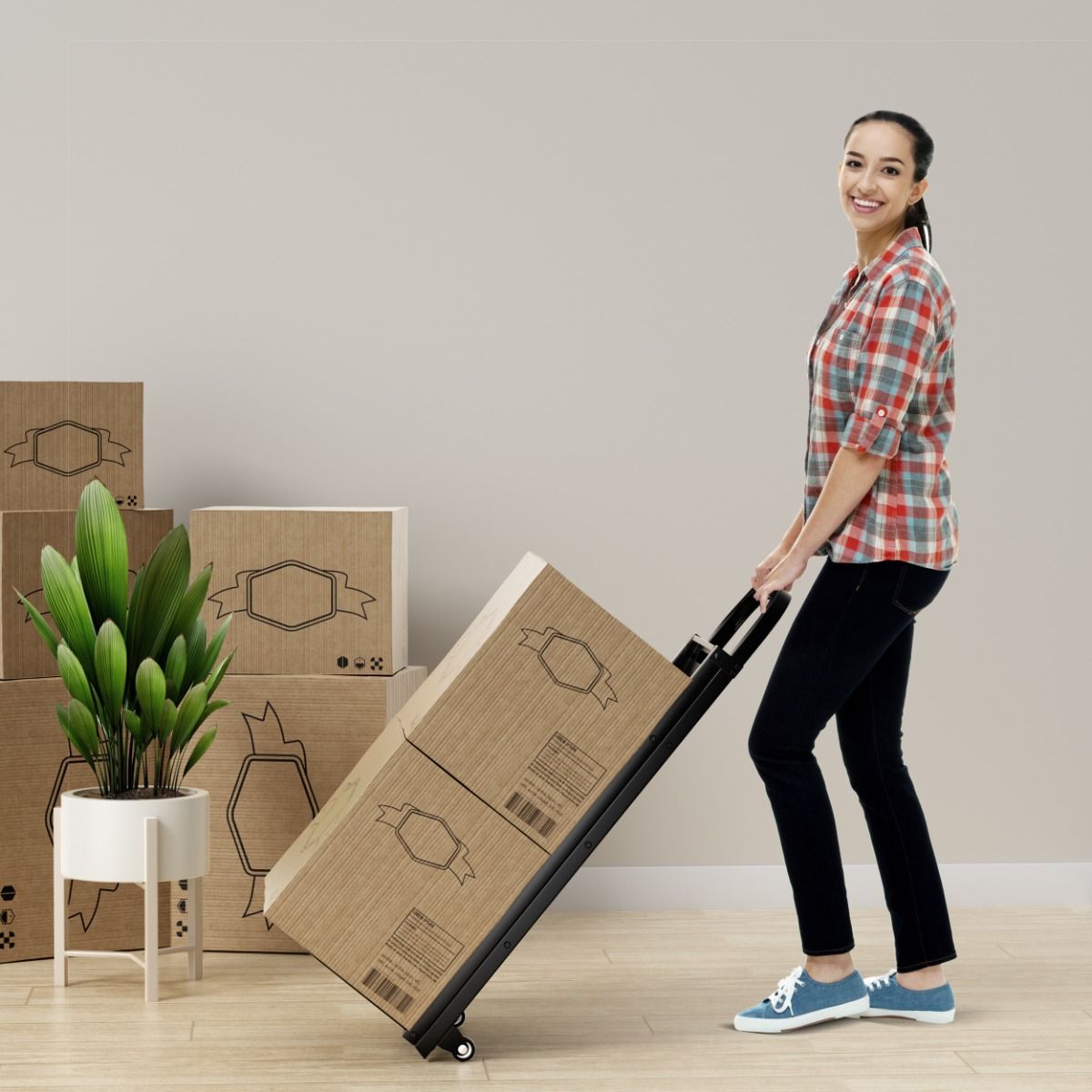 Coast Opvouwbare Trapladder en Trolley - 2-in-1 ontwerp - 3 brede treden - Zwart