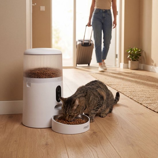 Princess Automatische Voerbak - HD Camera & Smart - 4 Liter – Kat & Hond - App‑Bediening – Geplande Voeding – Roestvrijstalen Kom – Back-up Batterij - Voerautomaat - Voerdispenser - 610045