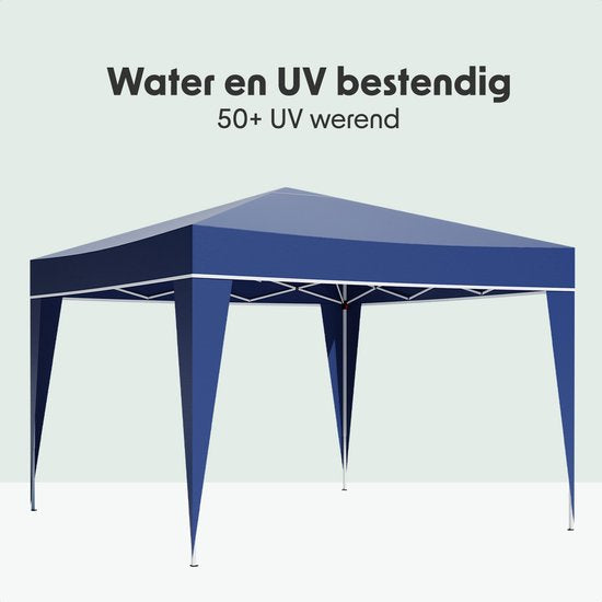 LifeGoods Partytent - Paviljoen - Easy Up - Opvouwbaar - Waterdicht - Met Draagtas - 300 x 300 cm – Blauw