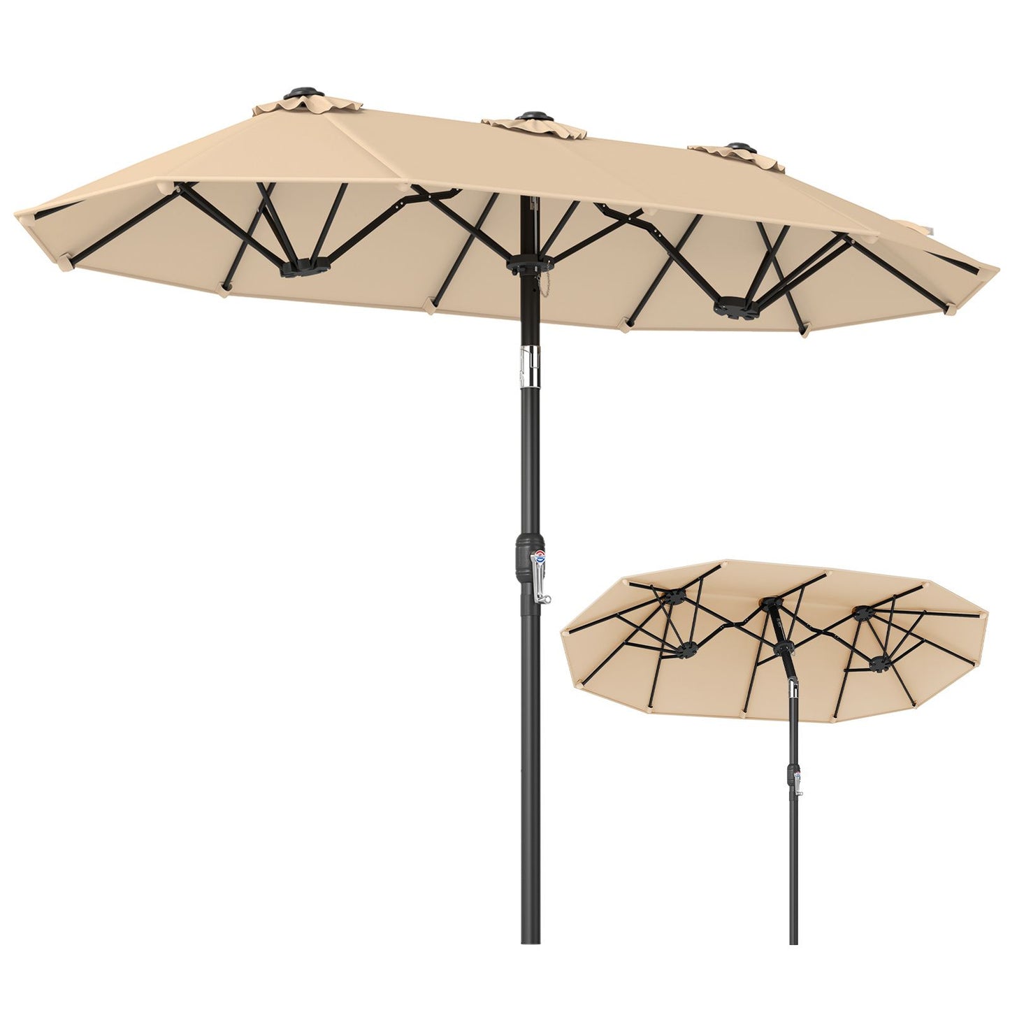 Coast Dubbele Parasol 300 x 160 cm - Rechthoekig - Kantelbaar - Beige