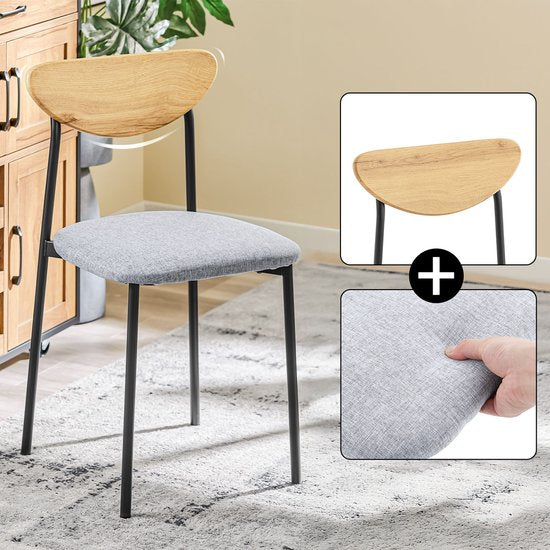 SoBuy OGT52-N Eettafelset 5-delig met Comfortabele Stoelen, Eettafel met 4 Stoelen, Compacte Keukentafel voor Kleine Ruimtes, Ideaal voor Eetkamer, Keuken, Woonkamer