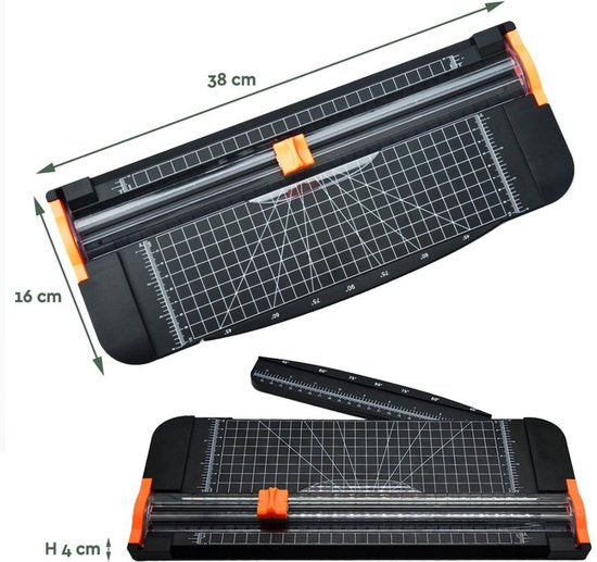 BRASQ Rolsnijmachine A4 Zwart/ Oranje- Papiersnijder met anti slip bodem - Snijmachine- Snijdt tot 8 vel
