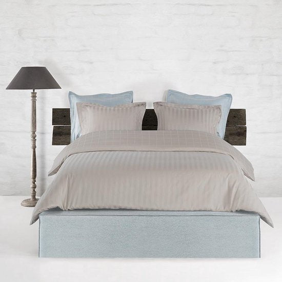 De Witte Lietaer Dekbedovertrek Katoen Satijn Zygo - Lits Jumeaux - 240 x 220 cm - Taupe