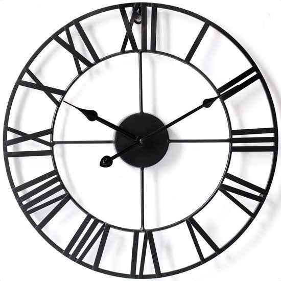 Goliving Wandklok Industrieel – Stil uurwerk – Grote wandklok – Moderne wandklok - Metaal – Ø 40cm – Zwart