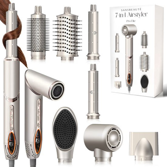 Sansbeauté® 7-in-1 Airstyler - Multistyler - Föhnborstel - Krultang - Stijlborstel - Haarstyler - Warmteborstel - Gold