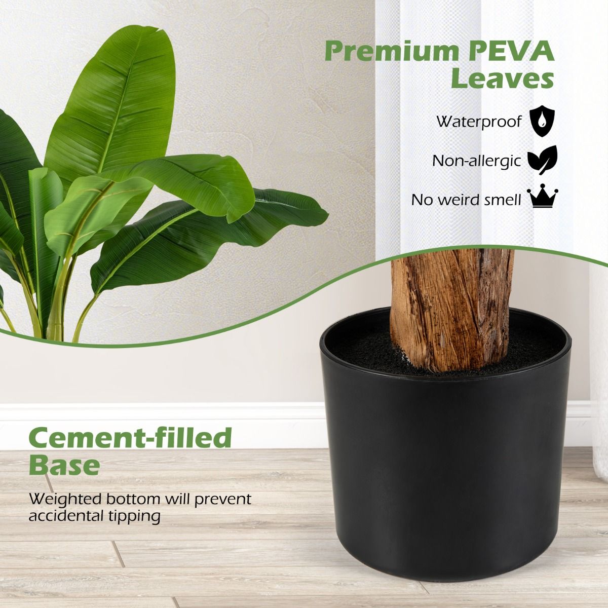 Coast Kunstplant Set - Tropische Palm en Paradijsvogelplant - 2 stuks - 107 cm - Groen