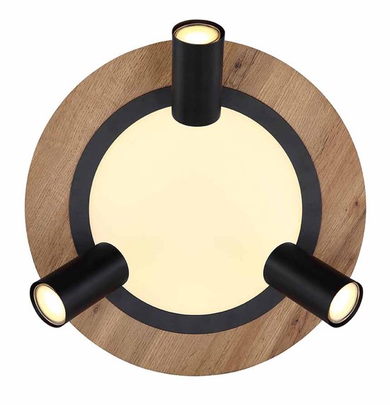 Globo - plafonniere - Kassu - naturel zwart - metaal - Ø 40cm - LED - 67307D