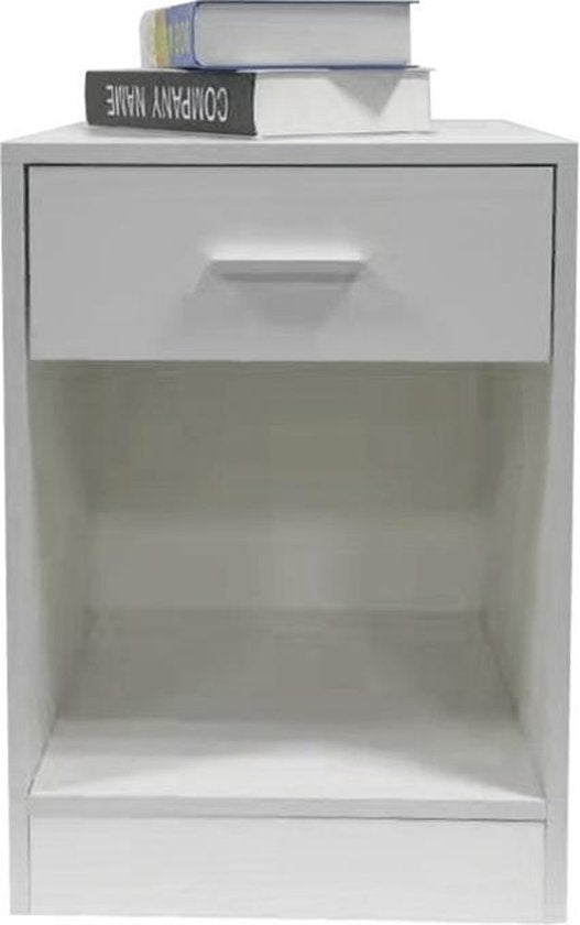 VDD - Nachtkastje halkastje met lade en open - Opbergvak - 60 cm hoog - Wit