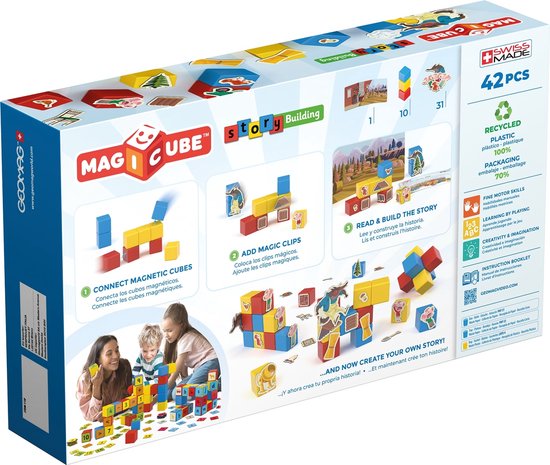 Geomag Magicube Story Building Three Little Pigs - 42-delig - Inclusief Boek en Magnetische Kaarten