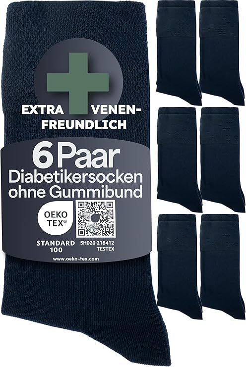Heldenwerk Comfortsokken voor dames en heren 6 paar - Extra brede gezondheidssokken van 97% katoen - Zonder elastische tailleband - Maximale comfortsokken - Maat 47-50