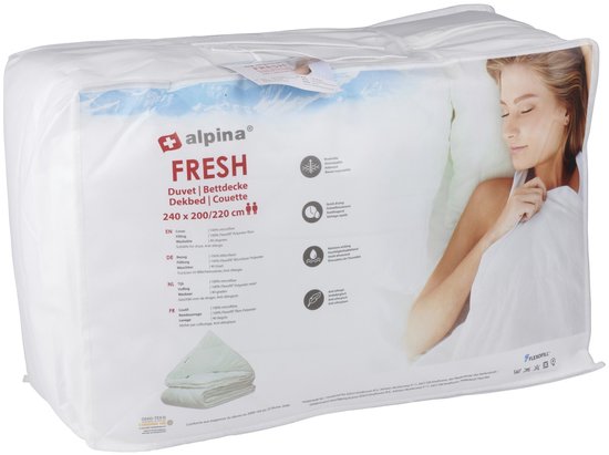 alpina Dekbed 240x200/220 cm - 4 Seizoenen Dekbed 2 Persoons - Machine Wasbaar bij 40 Graden - Sneldrogend en Ademend Materiaal - Zomer- en Winterdekbed - Polyester - Wit