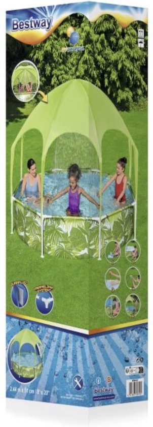 Bestway Splash-in-Shade Rond Bovengronds Zwembad met UV Careful Zonnescherm
